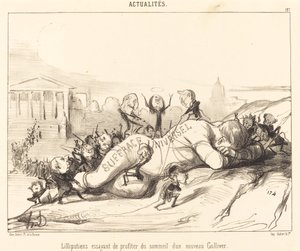 Lilliputians Trying to Take Advantage of Sleep... by Honoré Daumier