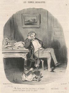My wife stays a long time at this banquet... by Honoré Daumier