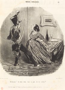 Unfortunate! You Want to Kill the Father of Your Children? by Honoré Daumier