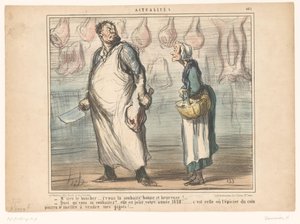 Old Woman Speaking to a Butcher (series title: Current Events) by Honoré Daumier