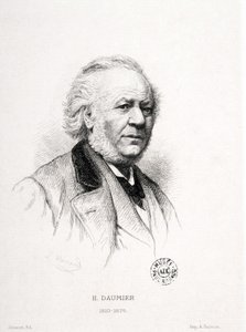 Portrait of Honore Daumier (1808-1879), French engraver, painter and sculptor. Massard engraving. Arbaud Museum. by Honoré Daumier