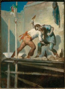 Brawling Bricklayers by Honoré Daumier