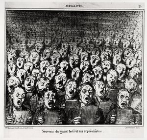 Remembrance of the great festival of orpheonists. Illustration by Honore Daumier, published in Charivari, dated 28 March 1859 by Honoré Daumier