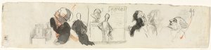Sketches of Various Figures (verso) by Honoré Daumier