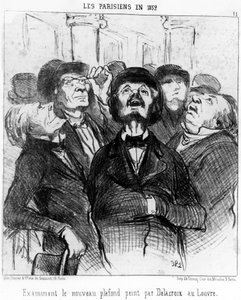 The Parisians in 1852 Examining the New Ceiling Painted by Delacroix at the Louvre (Series of Caricatures by Honore Daumier, Charivari)