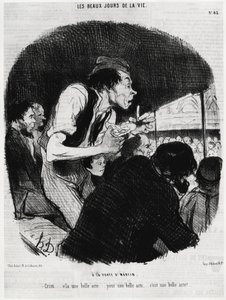 The beautiful days of life: at the door of Saint Martin, Christi... is a beautiful act... for a beautiful act... it is a beautiful act. Illustration by Honore Daumier, published in Charivari, dated 6 February 1846 by Honoré Daumier