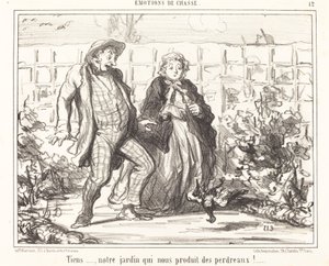 Look... our garden... produces partridges!... by Honoré Daumier