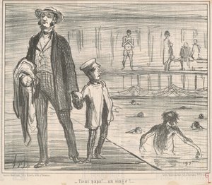 Look, Dad! ... a monkey! ... by Honoré Daumier