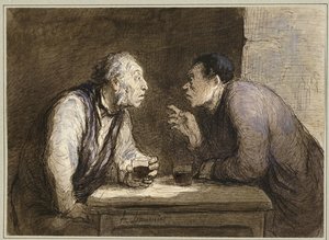 Two Drinkers by Honoré Daumier