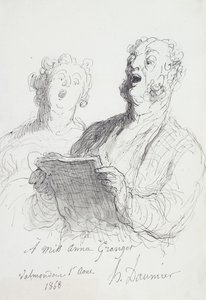 Two Singers by Honoré Daumier