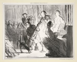 An Orchestra in a Very Proper House, No. 8 of Les Comediens de Societe by Honoré Daumier