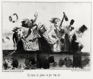 A pleasure train a little too cheerful, in series Les chemins de fer, illustration by Honore Daumier, published in Charivari, dated 20 August 1852