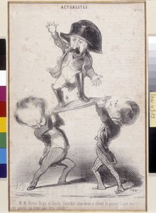 Victor Hugo and Emile de Girardin Supporting the Candidacy of Napoleon Bonaparte. Cartoon by Honore Daumier. Literary House of Victor Hugo, Bievres