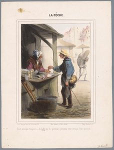 Fisherman Buying Fish in the Market Hall (Fishermen) (Fishing) by Honoré Daumier