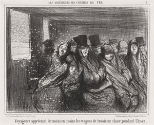 Travelers appreciating third-class wagons less and less... by Honoré Daumier