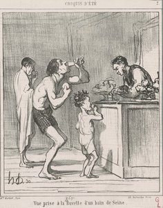 View taken at the refreshment bar of a bath by Honoré Daumier