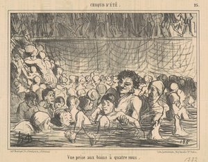 View taken at the four sous baths by Honoré Daumier
