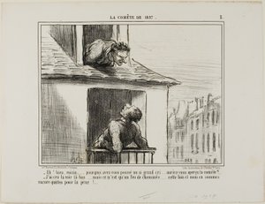 "- Hello, neighbour... what was all this yelling about... did you see the comet?" Plate 3 from La Comet De 1857
