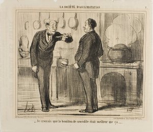 "- I actually thought a crocodile soup would taste better than that," plate 7 from La Société D