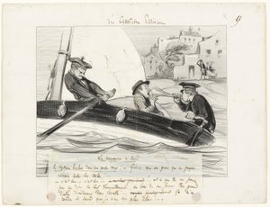 A Boat Maneuver, plate nine from Les Canotiers Parisiens by Honoré Victorin Daumier