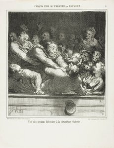 A literary argument on the second tier, plate 3 from Croquis Pris Au Theatre by Daumier
