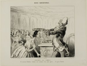 Academy of Women. A new Richelieu, founding a new Academy of a different kind.... of the feminine gender, plate 33 from Revue Caricatureale by Honoré Victorin Daumier