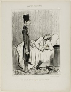 Early morning visit of a creditor concerning the boots, plate 4 from Émotions Parisiennes by Honoré Victorin Daumier