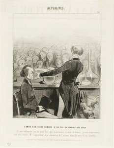 Friendship With a Great Chemist is Not Always a Godsend... "I am so sure of my findings that I will now poison my best friend, Mr. Coquardeau, and I will retrieve arsenic in his eyeglasses," plate 39 from Émotions Parisiennes by Honoré Victorin Daumier