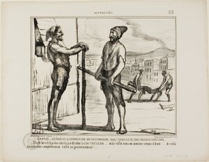 In Naples - The Commission of Bastonnades During Their Delicate Job, Plate 213 from Actu by Honoré Victorin Daumier