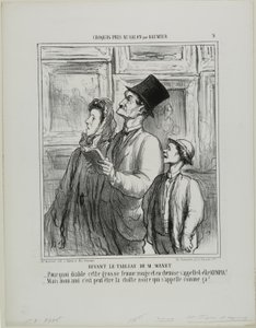Looking at the Painting of Manet, Plate 9 from Croquis Pris Au Salon par Daumier by Honoré Victorin Daumier