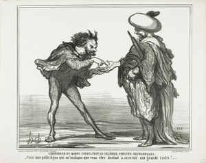 The Emperor of Morocco in Consultation With the Famous Magician Desbarolles. "- This small line here indicates to me that you are going to get a royal thrashing!", plate 126 from Actualités by Honoré Victorin Daumier