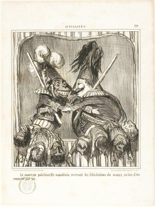 The New Neapolitan Buffoon. Receiving the congratulations of the DEVIL instead of being carried off by him, plate 229 from Actualités by Honoré Victorin Daumier