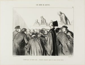 The lawyer becomes sick, a last resort when his case is beginning to also look sick, plate 30 from Les Gens De Justice by Honoré Victorin Daumier