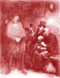 A waiting room, Exhibition Daumier at Galerie Durand-Ruel in 1878 by Honoré Daumier