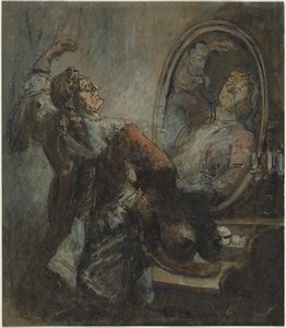 Actor Posing in Front of a Mirror by Honore Daumier