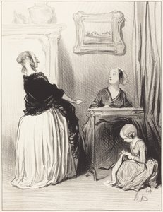 Ah!... what a peculiar education you give to your daughter?... by Honoré Daumier