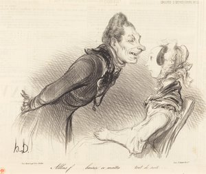 Come on... kiss this master... right away... by Honoré Daumier