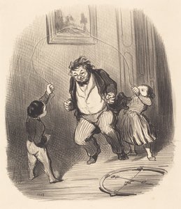 Come on, Dad... again... thirty-two turns!... by Honoré Daumier