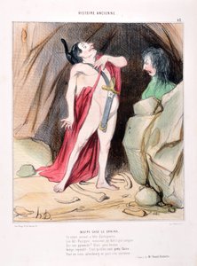 Artwork by Honore Daumier (1808-1879). Ancient history Oedipus in the Sphinx. LIBRARY OF THE ALCAZAR, MARSEILLE