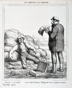 Artwork by Honore Daumier. Charivari Dates from 1865: Serie LES ARTISTS IN THE CAMPAGNE - 