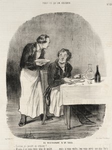 At the Restaurant for 32 Sous by Honoré Daumier