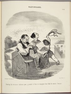 Advantage of Italian terraces for cooling off there in the company of a crowd of French cousins by Honoré Daumier