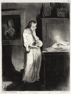 Humanitarian Woman of Letters Engaging with Man... by Honoré Daumier