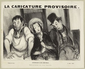 Interior of an Omnibus, from the series Parisian Types from La Caricature Provisoire by Honoré Daumier