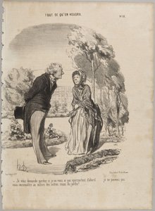 I apologize if I did not notice you at first..., number 55 from the series Whatever You Want from Le Charivari by Honoré Daumier