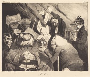 The Temptation, Parody of a Painting by Téniers by Honoré Daumier