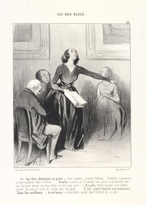 The Bluestocking Reciting Her Play, plate 22 from the series The Bluestockings from the journal Le Charivari by Honoré Daumier