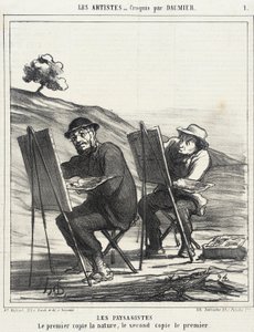 The Landscape Painters. The First Copies Nature... by Honoré Daumier