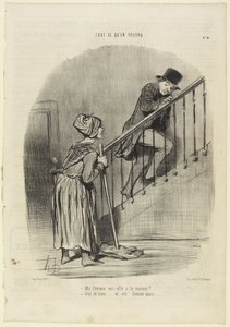 Is My Wife at Home?..., number 4 from the series Whatever You Want from Le Charivari by Honoré Daumier