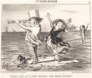 Parisians Surprised by the Tide... by Honoré Daumier